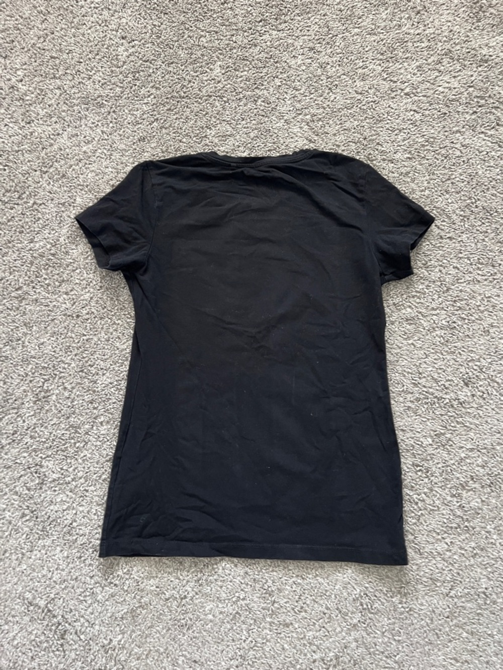 GUESS Women’s Black Short Sleeve Tee with Rhinestone Triangle Logo - Size M - Picture 2 of 7